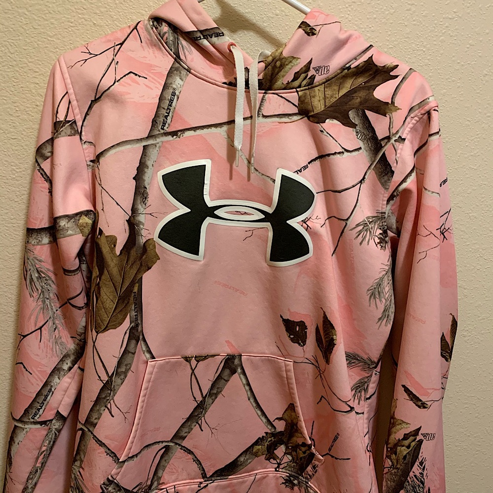 Women’s Under Armour big logo pink camo hoodie